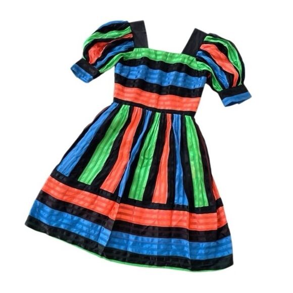 🎀 Betsey Johnson Striped Chiffon Dress Vintage - XS/Small 🎀 - Picture 2 of 7